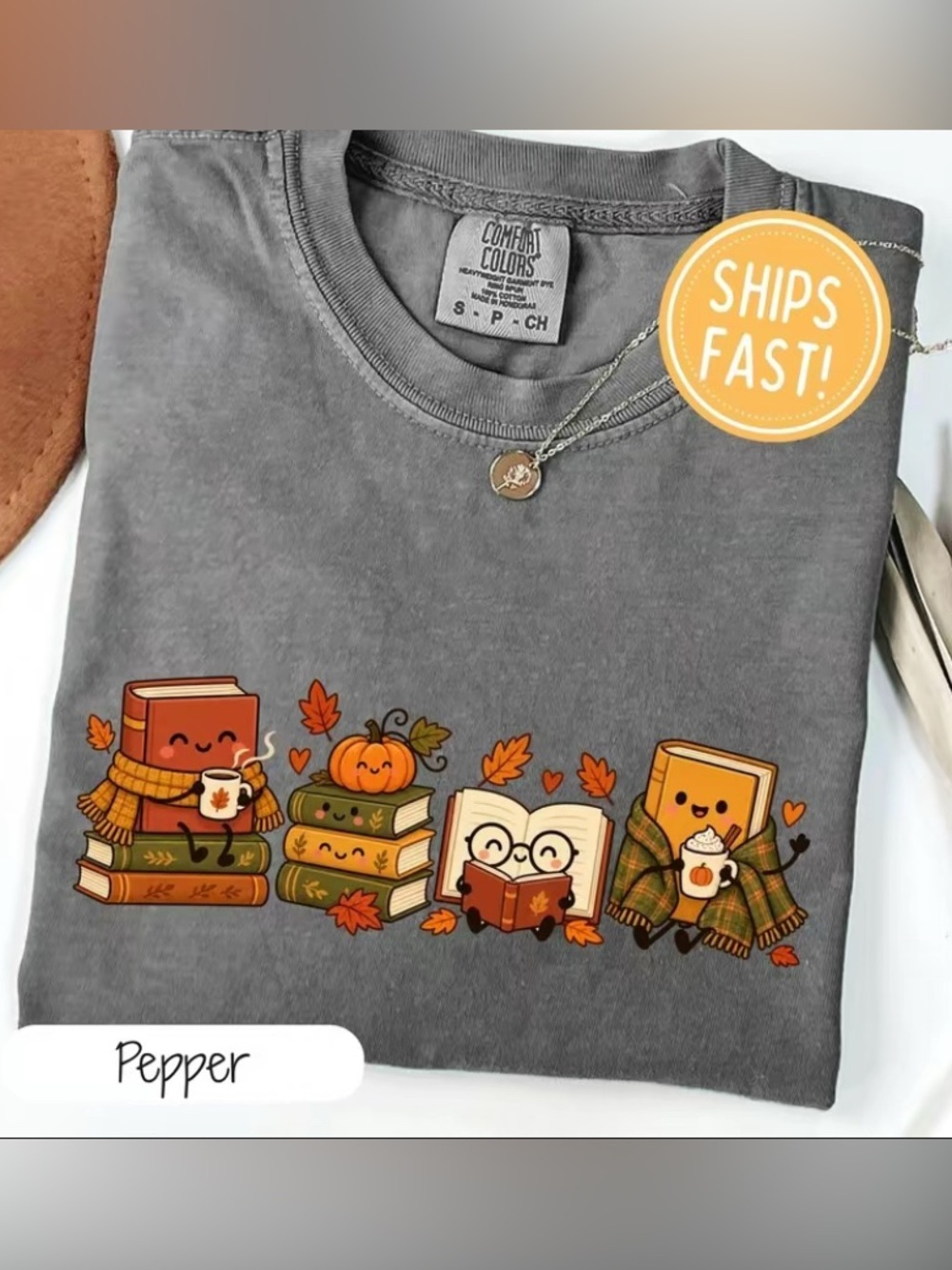 Comfort Colors Book Lover Shirt Autumn Reading Coffee Pumpkin Book Shirt